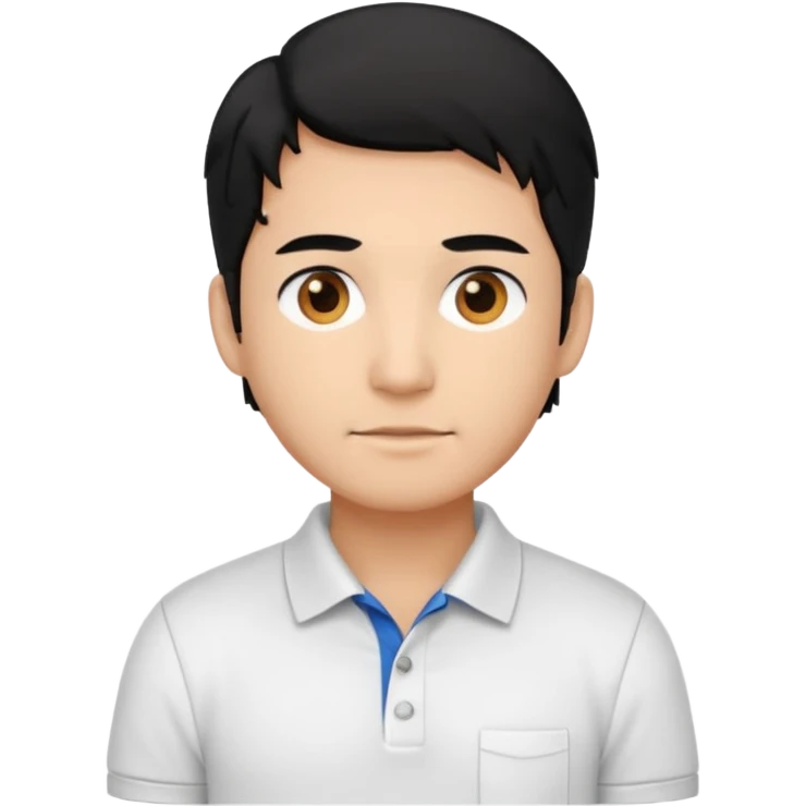 engineer wearing white polo, black hair emoji