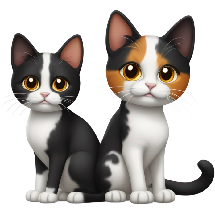 2 cats but one is all black and one is calico colored emoji