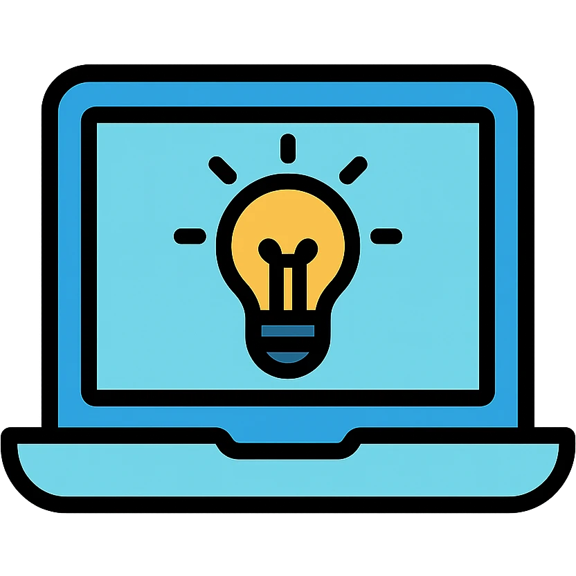 modern computer with glowing screen, representing tech tips, clean colorful icon style emoji