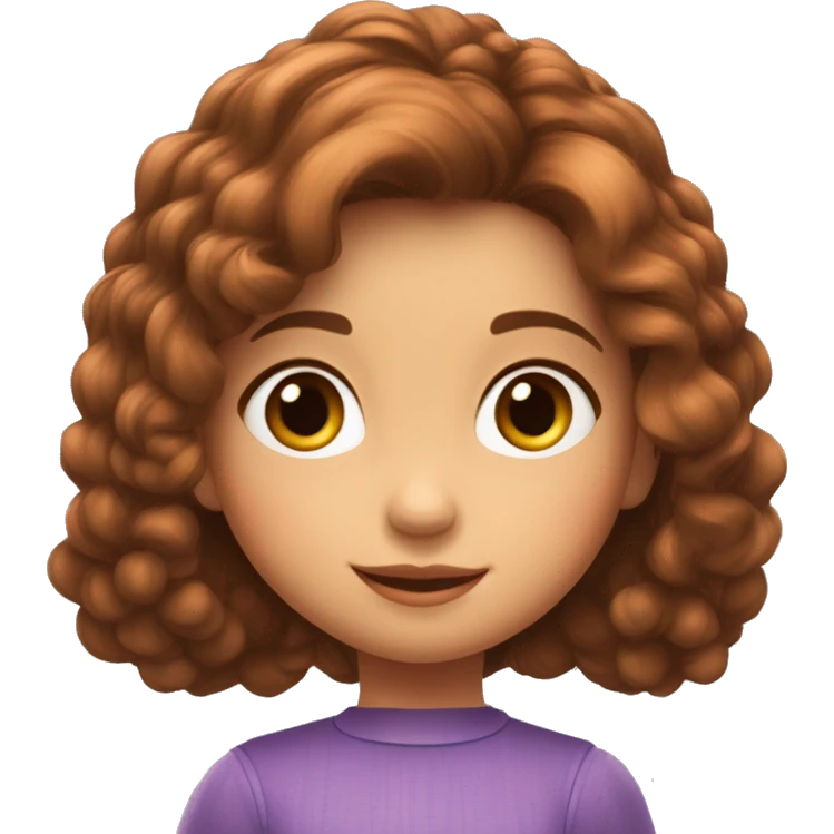 Estilo pixar niña de 8 años  pelo castaño liso puntas rozadas, ojos marrones emoji