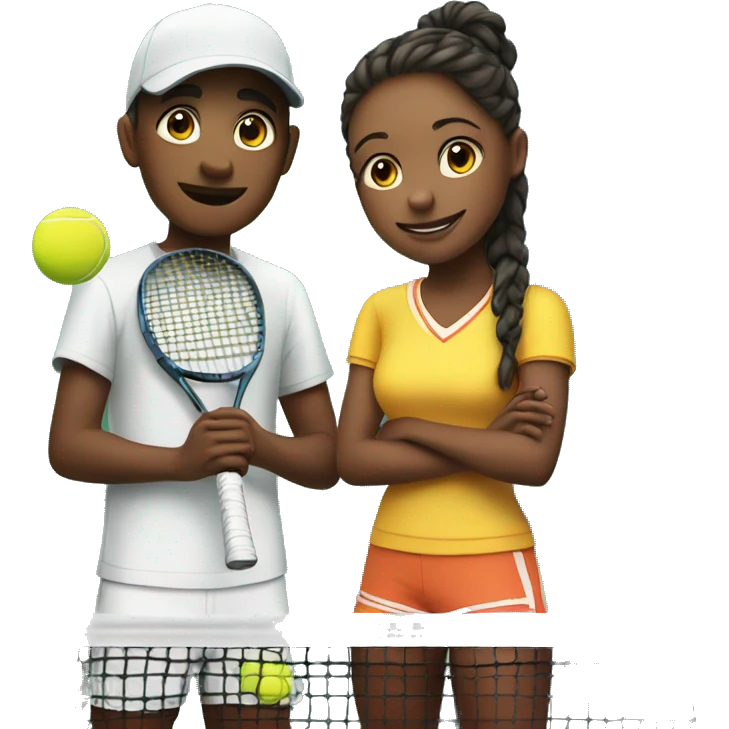 teenager playing tennis with friend emoji