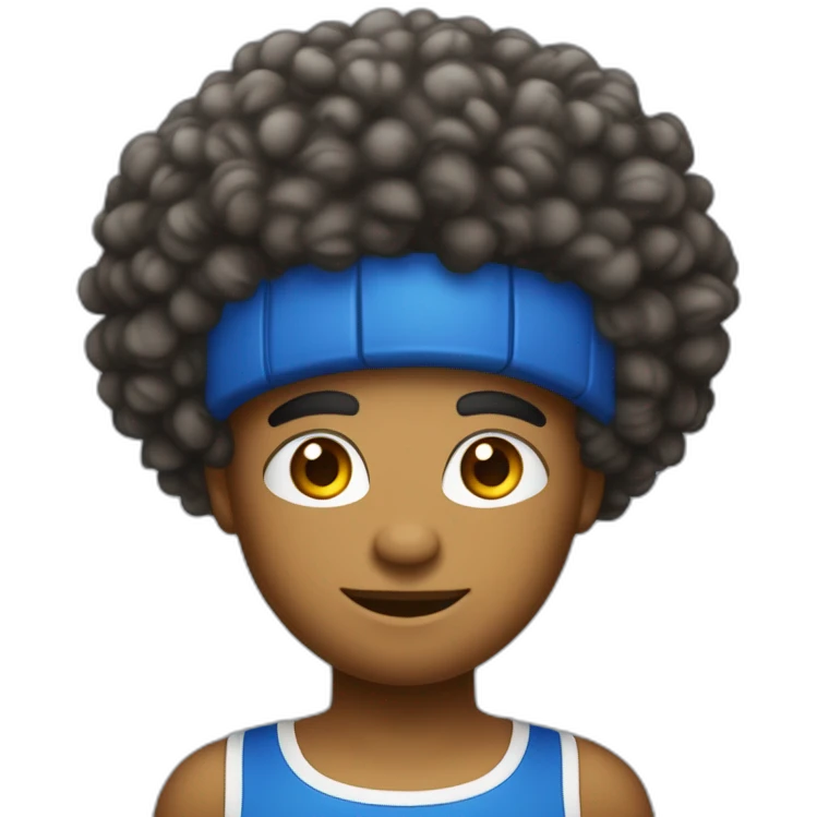 Grand métisse avec une coupe de cheveux Afro jeune en tenu de basket avec floquer numéro 22 emoji