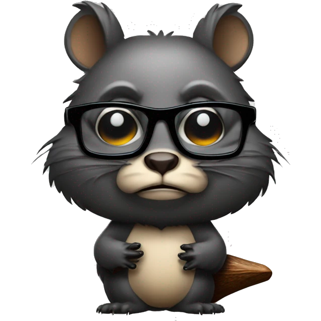 An evil beaver with a bat in his hands and black glasses emoji