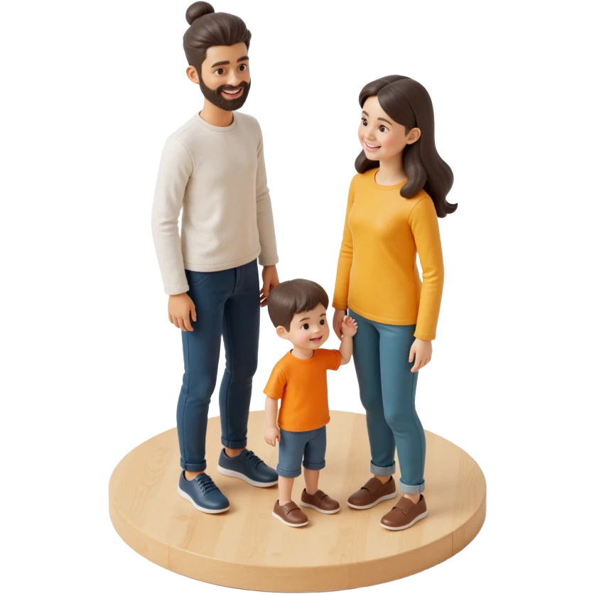 2d flat front view of a family of 3, dad, mom, child front center emoji