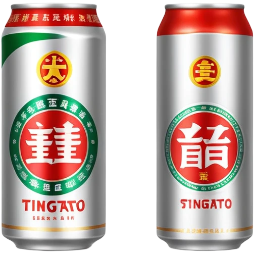 Tsingtao beer can with Chinese characters emoji