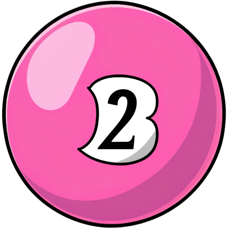 pink billiard ball with the number 23 emoji