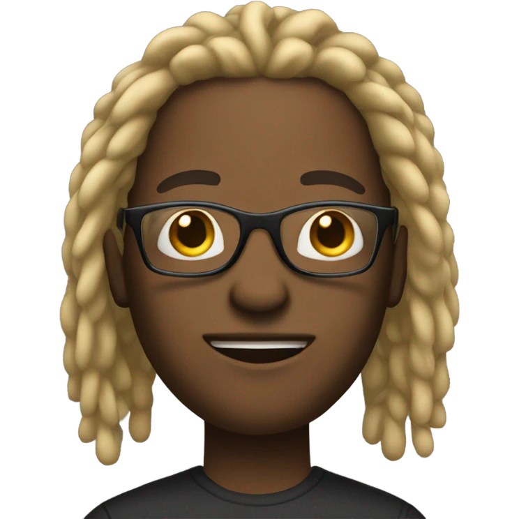 Black male with dread locks with blonde at the end of his dreads and he has glasses  emoji