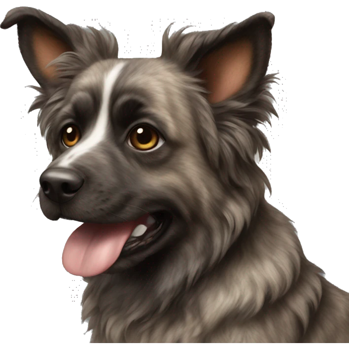 Brindle fluffy pointy ear dog emoji