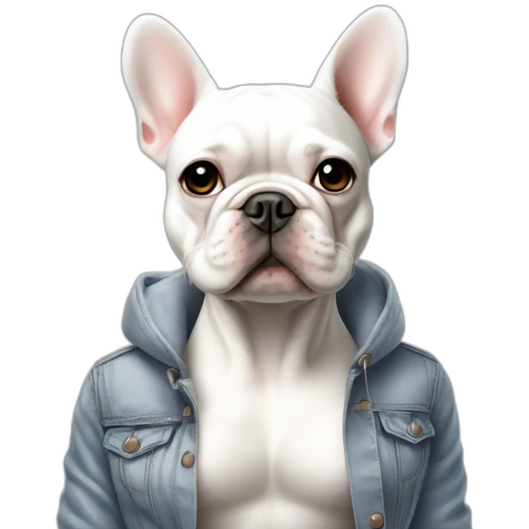 Fashion white FRENCH BULLDOg with skinny girl emoji