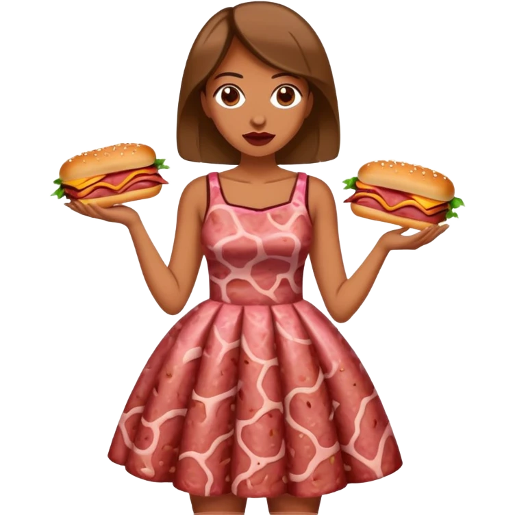 picasso art woman with SPAM MEAT dress eating spam emoji