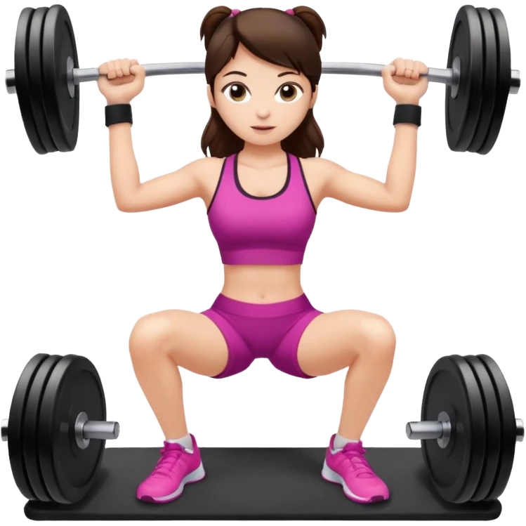 Brunette fair skin girl gym working out weights emoji
