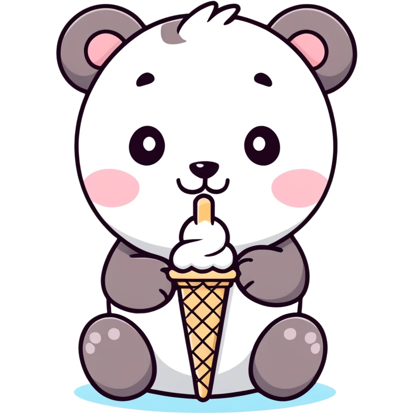 Panda eating ice cream emoji