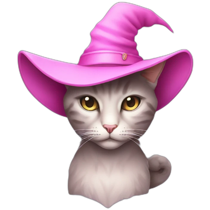 witchcat with pink eyes and light pink hat emoji