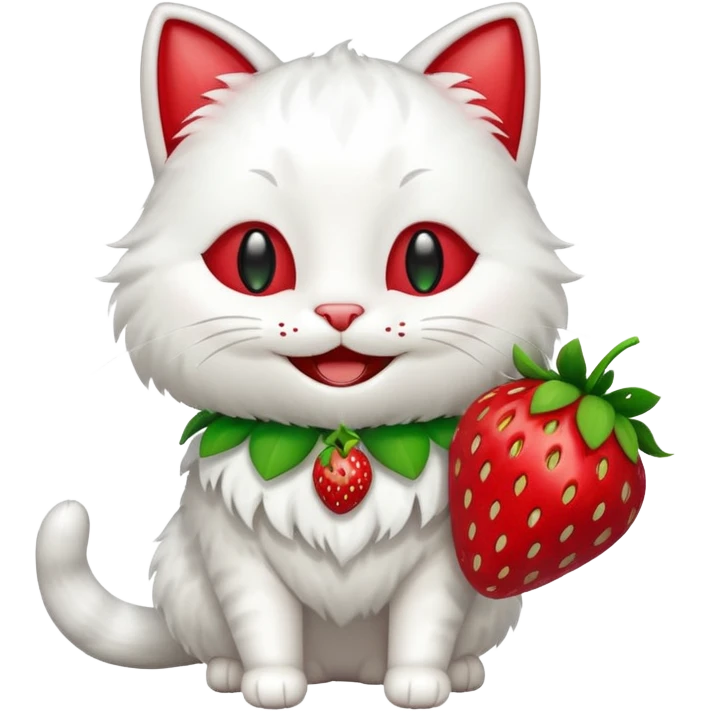 happy cat with strawberry costume emoji