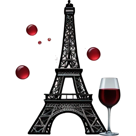 effel tower with red wine emoji