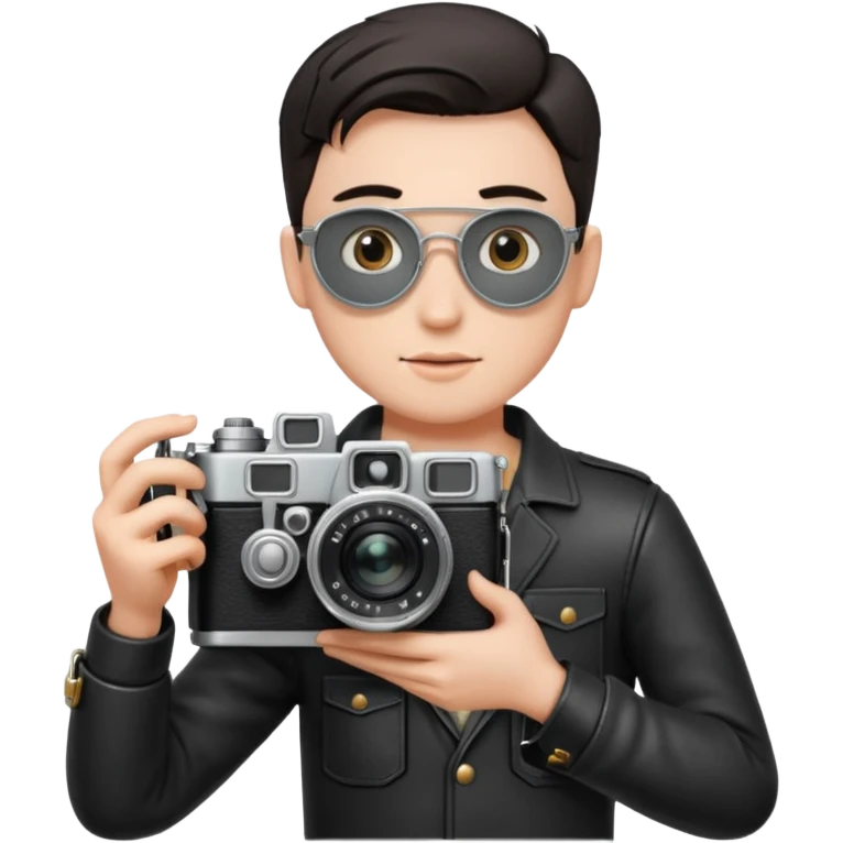 Photographer with vintage film camera,single camera emoji