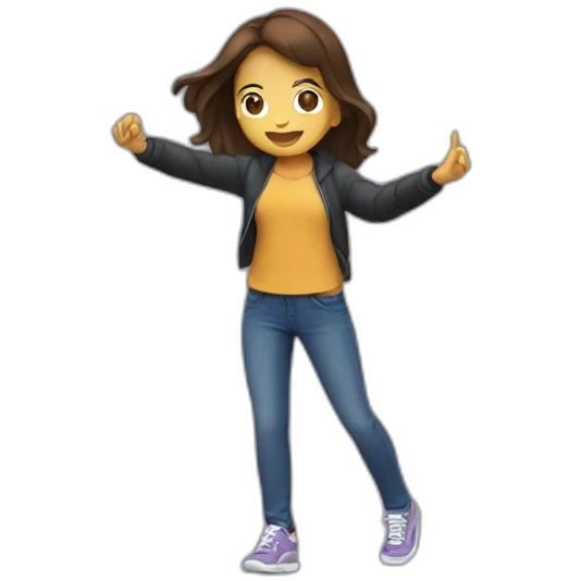 une fille brune qui fais un dab emoji