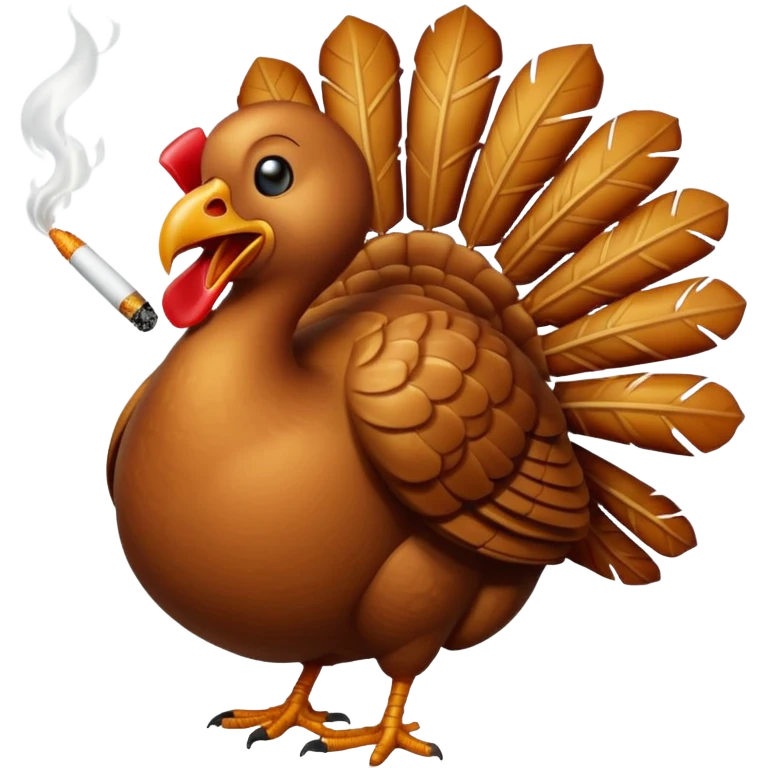 a headless turkey smoking a cigarette emoji