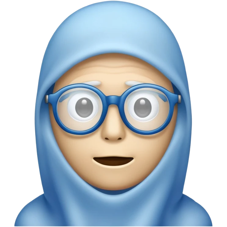 blue ghost with glasses without mouth emoji