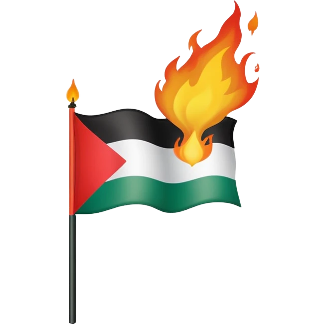 Palestine flag burning with stylized flames emoji