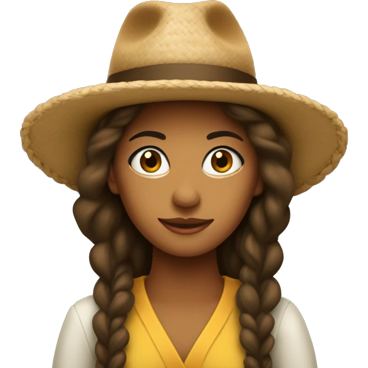 Mulher de pele branca, usando chapéu nordestino  emoji