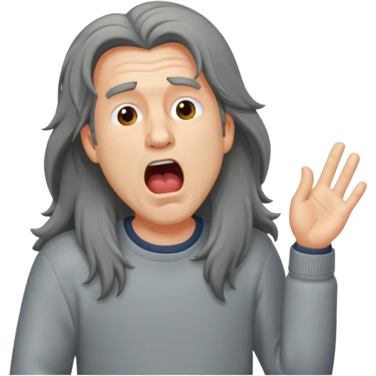 yawning long haired man in sweater emoji