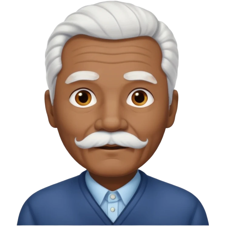 
An elderly man emoji with medium-dark skin tone, full white hair styled in thick, swept-back waves, thick white eyebrows, and a neatly groomed small white mustache. His face is clean-shaven aside from the mustache, giving him a tidy and classic look. emoji