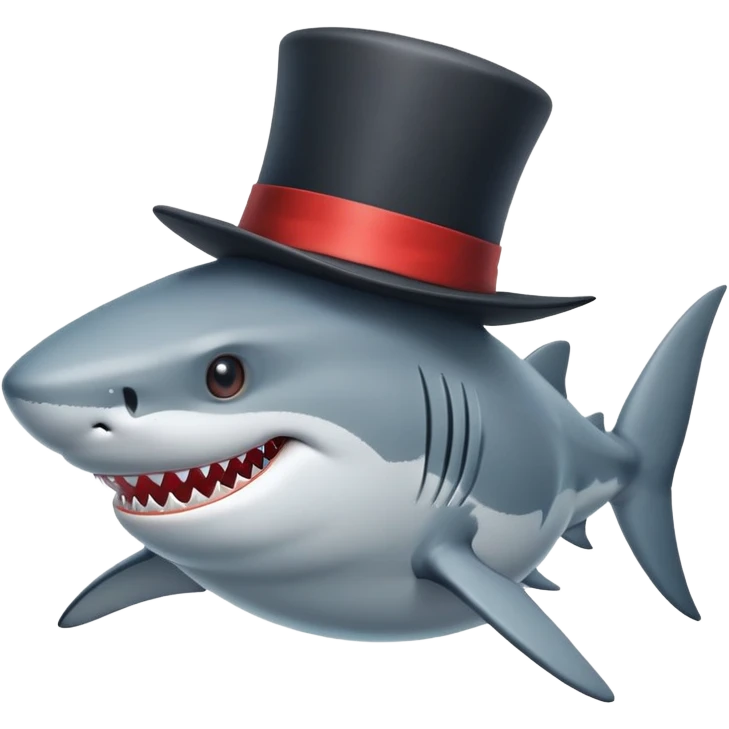 Shark with a top hat emoji