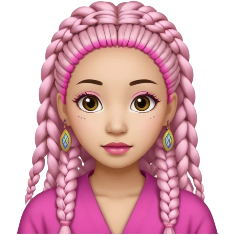 Une chinoise en Corée-du-Sud avec des faux ongles roses et des faux cils et des tresses africaines emoji