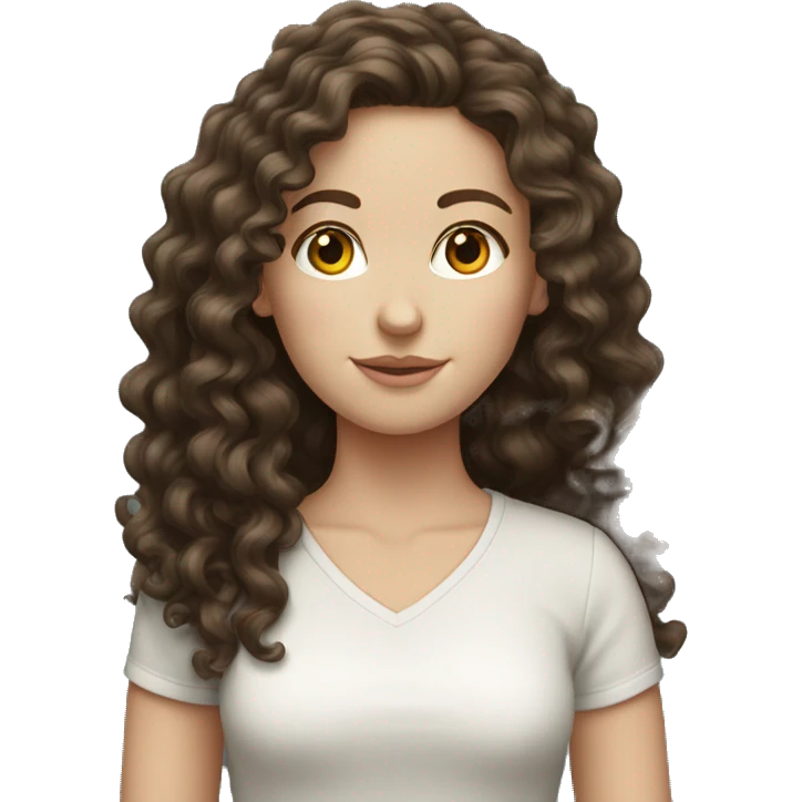 white girl with long dark brown curly hair  emoji