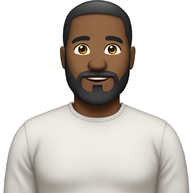 fifty year old black male with black beard and black hair crop top emoji
