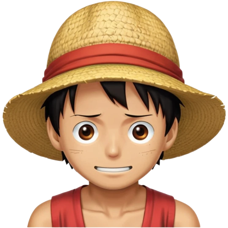 luffy from one piece with meet wearing strawhat emoji
