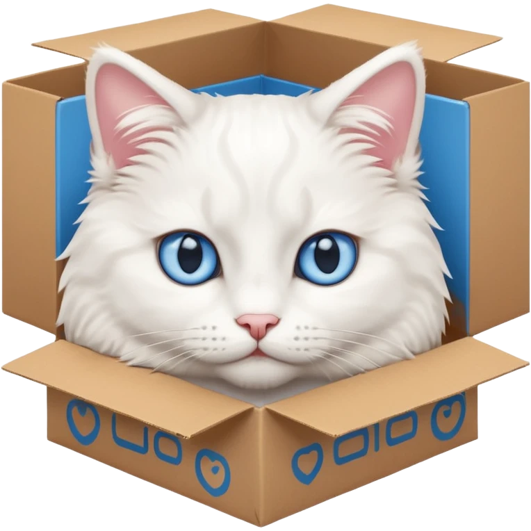 white cat in box emoji