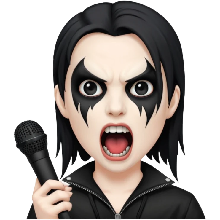 Black metal musician, screaming with mirophone emoji