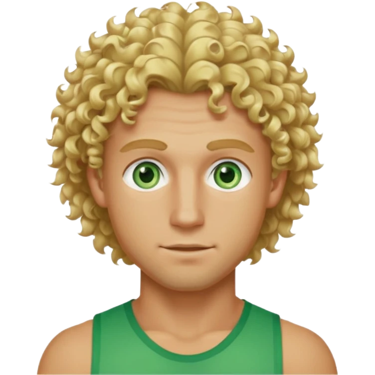 Athletic man with blond curly hair, and light green eyes  emoji
