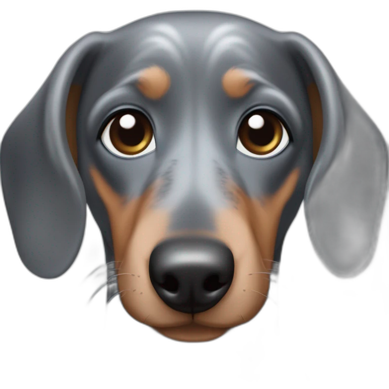 dapple grey dachshund with blue eyes with ears emoji