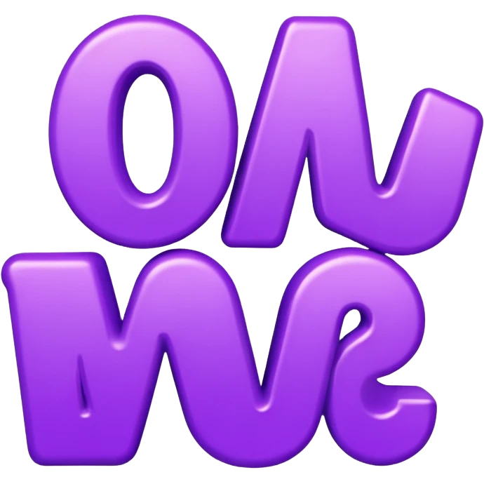 3D text that spells "me" in a shiny purple font sticker emoji