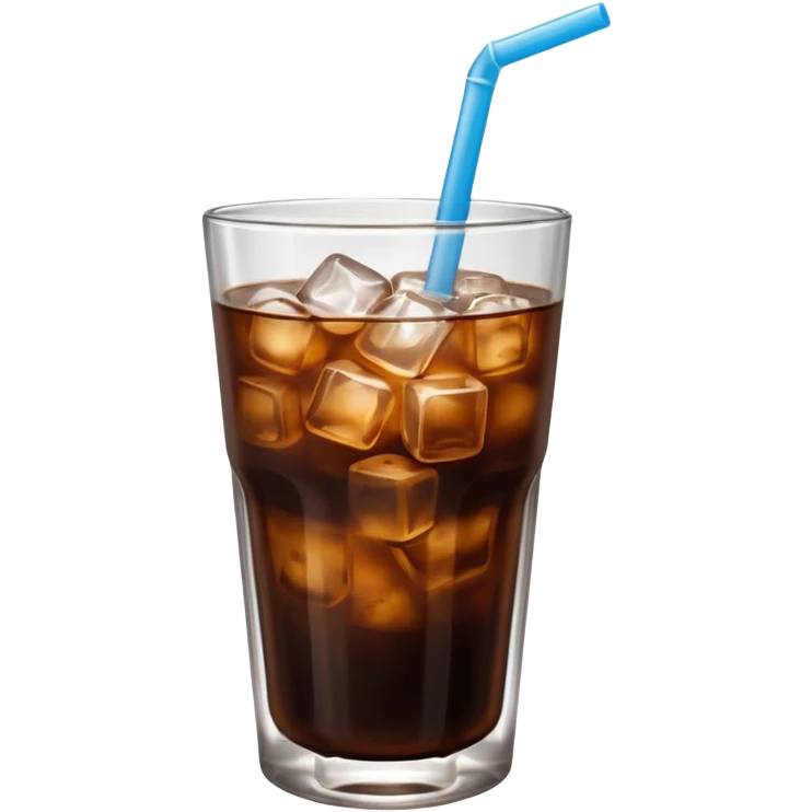 cold brew coffee in a glass with ice, condensation, and a straw emoji