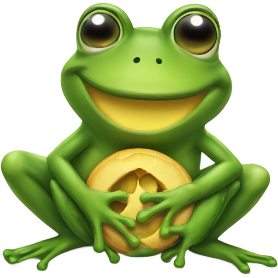 Frog eating a smiley face emoji