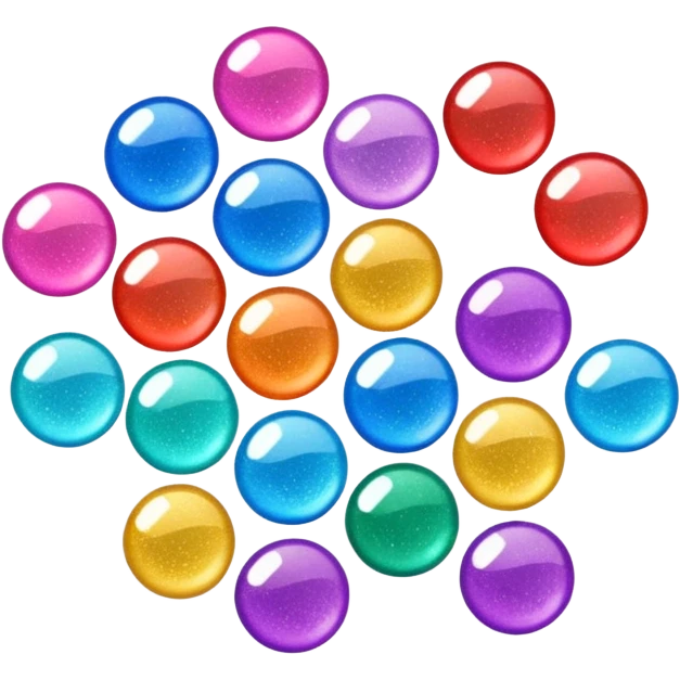  scattered glitter, sparkling and shining in multiple colors. Rounded, glossy, smooth, soft shadows, white background.
 emoji