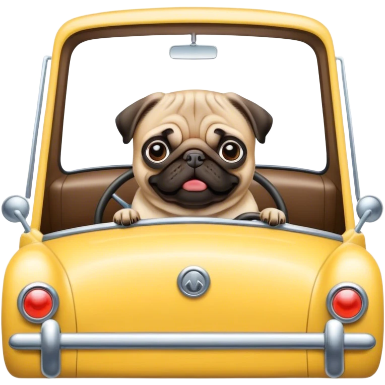 Pug driving a car emoji