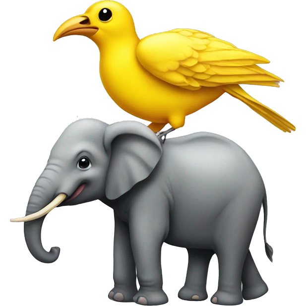 Yellow bird on an elephant emoji