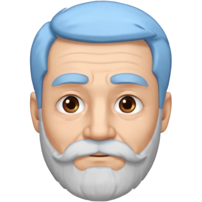 An elderly man with light-blue hair and beard, thick eyebrows, brown eyes, and a calm expression.b emoji
