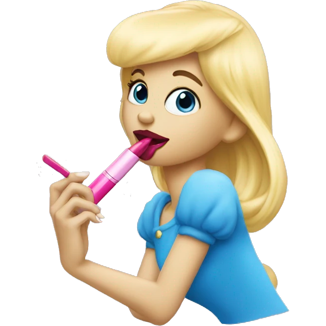 The Smurfette who puts lipstick on his lips emoji