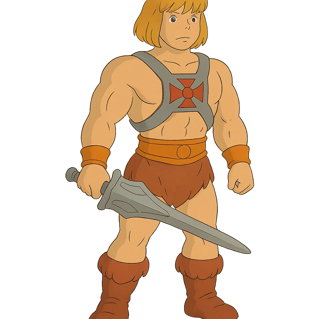 full-body He-Man character in ghibli style emoji