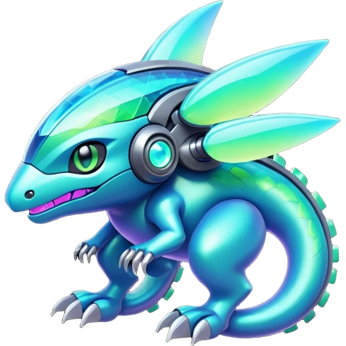  Epic legendary rare glowing mechanical Shiny sparkly transparent bioluminescent luminescent vibrant bright pastel dark exotic iridescent colorful gradients futuristic modern metallic glossy glittery fantasy-cyber-Fakémon-Pokémon-Vernid-creature emoji