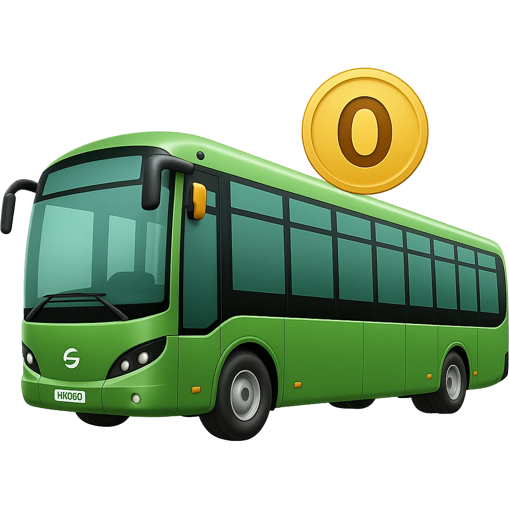 Add a large '0' to the coin on the green electric bus, keeping the Apple emoji style. The style is Apple emoji with transparent background. emoji