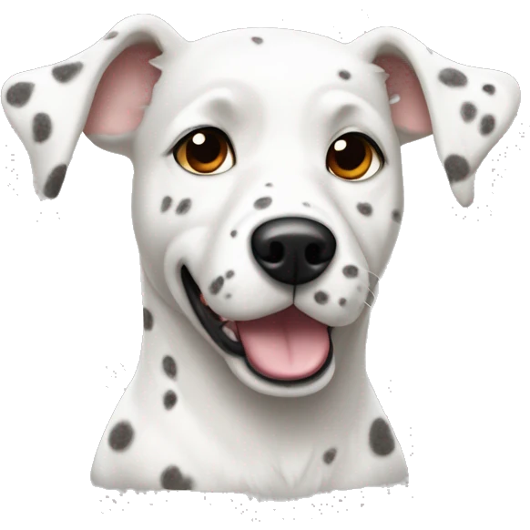 speckled white dog with small ear emoji
