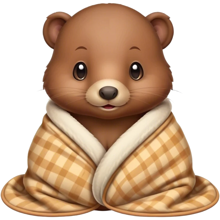 Cute baby beaver cozy in blanket emoji