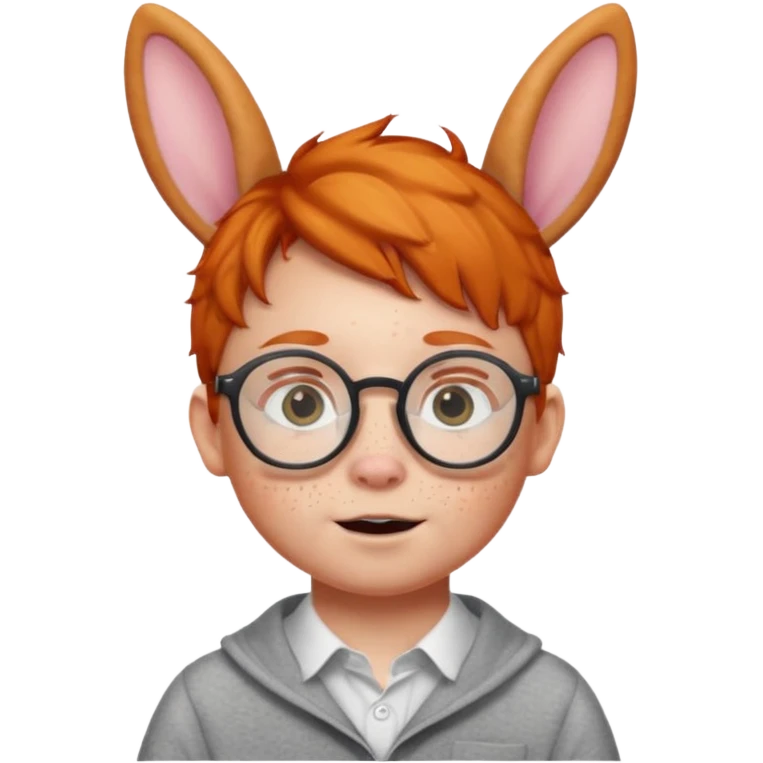 bunny ear wearing ginger small kid spectacled emoji